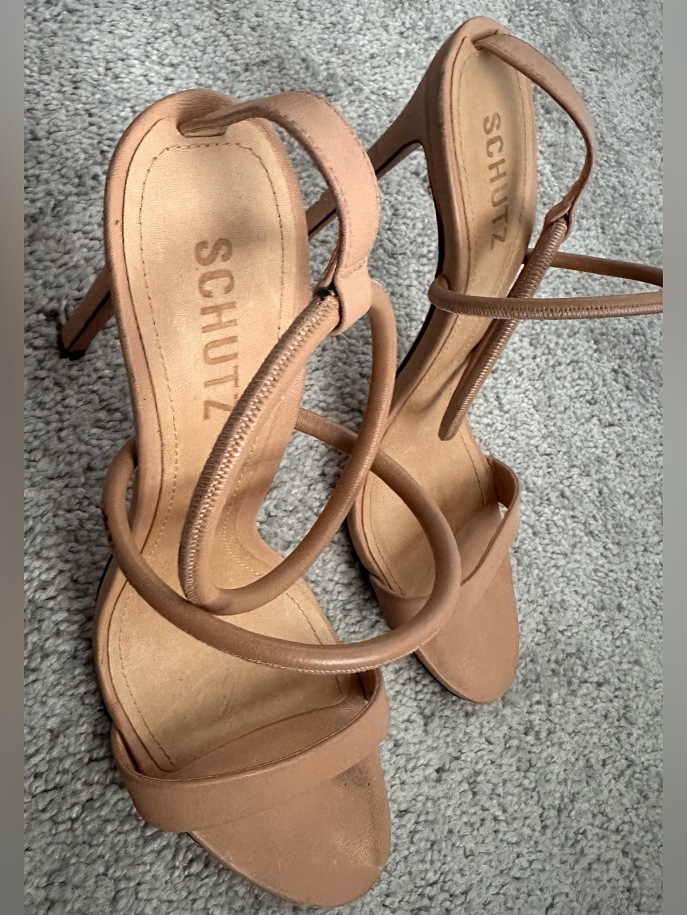 Schutz Lenore Nude Strappy Heels Women’s Size 8.5
